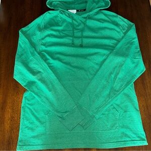 Champion Classic Logo Long Sleeve Hoodie T-Shirt Green Size Large